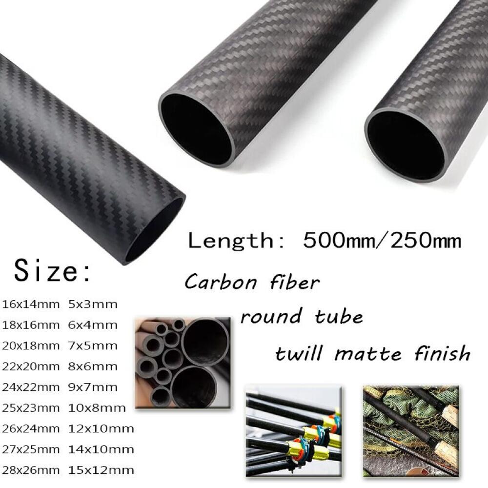 1pcs Length 200/500mm Carbon Fiber Tube High Composite Hardness Material 3K Twill Matte OD 5-28mm Pipes For Plant Protection Aircraft