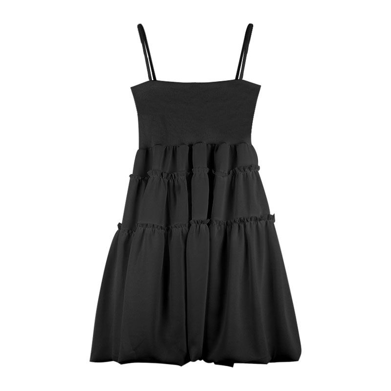 

French Summer Fancy White Small Pettiskirt Black Strap Dress All yards