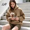 Pet Pouch Hoodie Women Sling Hoodie Oversized Hooded Sweatshirt with Kangaroo Animal Holder Top Pouch Dog Cat Fleece Pullover