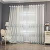 Embroidery Blue Transparent High-end Light Luxury Curtains Window Screen Bedroom Living Room Bay Window Finished Curtains