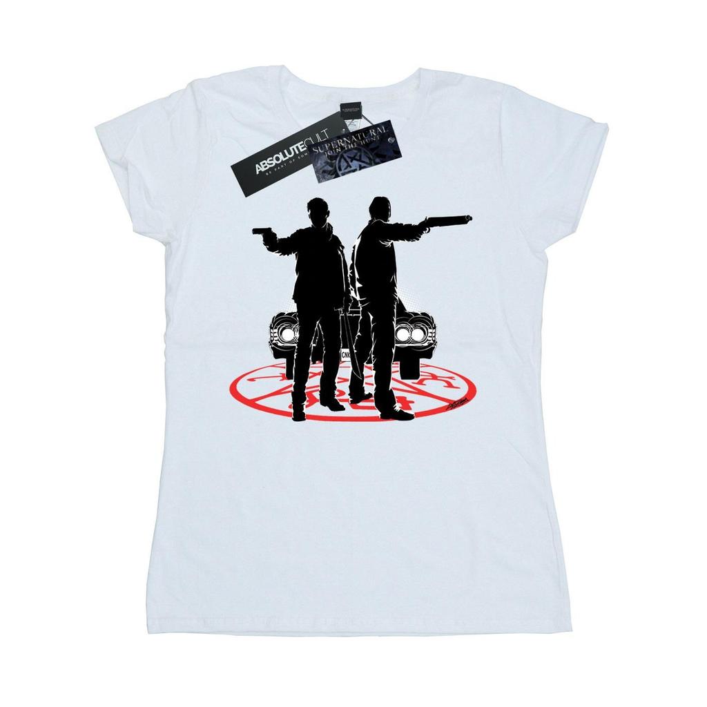 Supernatural Womens/Ladies Sam And Dean Silhouette Cotton Boyfriend T-Shirt