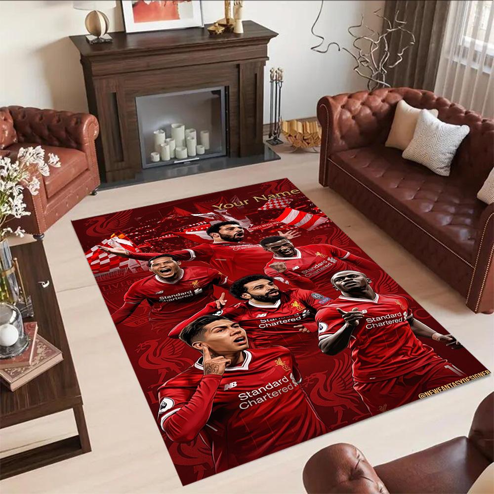 Liverpool Fc Customized Name Area Rug Perfect For Entryway Decorate Room Balcony Outdoor Antislip Carpet Decorate Offices