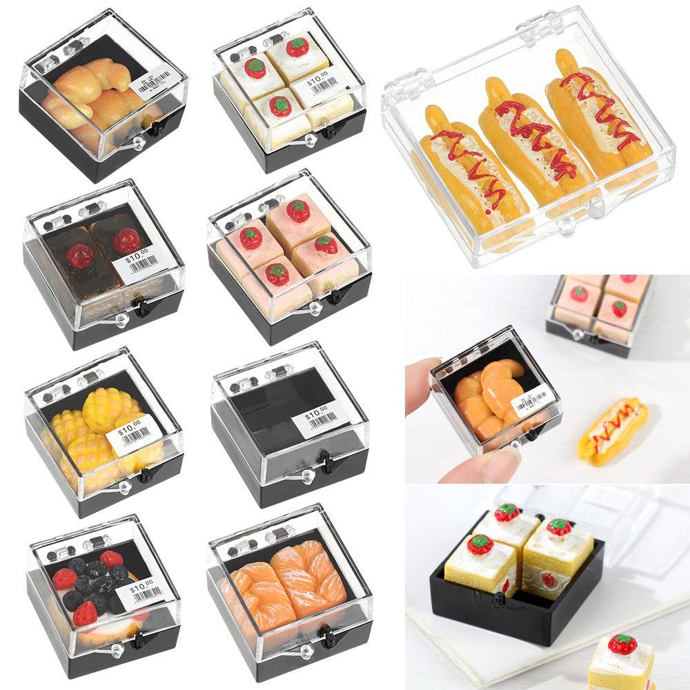 1:12 Scale Miniature Boxed Bread Dollhouse Cake Simulation Food Doll Accessories Scene Model Kitchen Toy Playing House Gift Toy