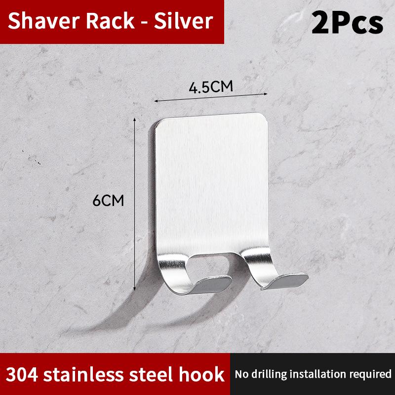 2Pcs Shower Hook Adhesive Razor Holder Wall Mounted Bathroom For Rack Shaver Shaving Holder Black Plastic Hook