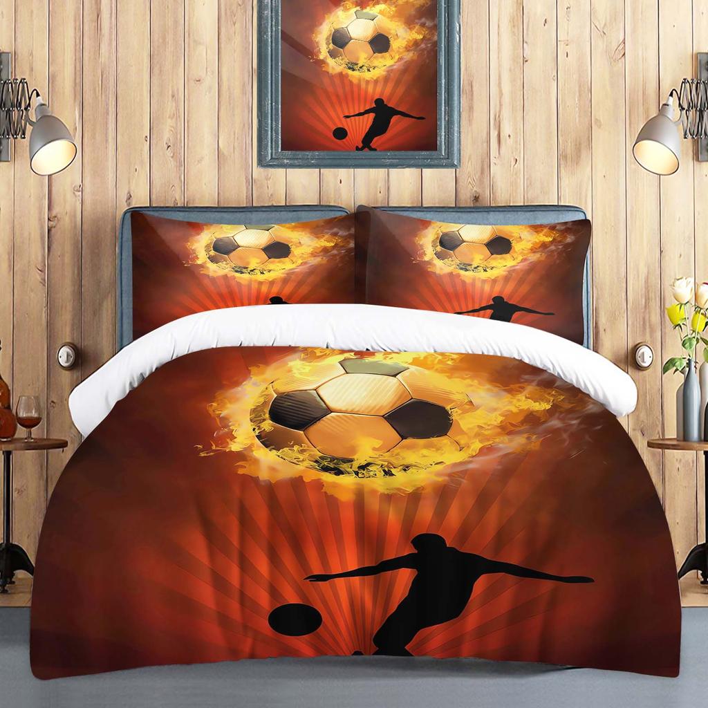 Football Duvet Cover Set Comforte Printed Cartoon Twin Size Bedding Sets Christmas Gifts 3-piece