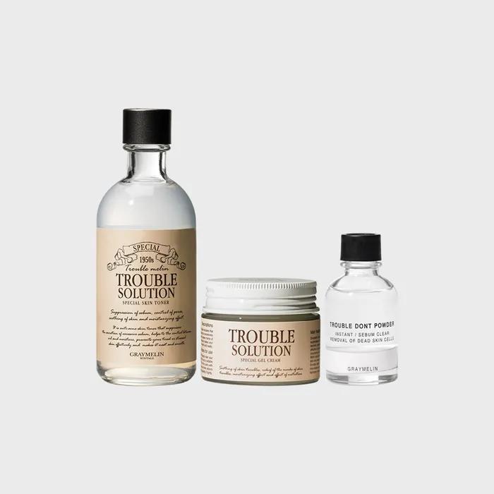 [Trouble Care] Trouble Solution Special Skincare 3-Piece Set (Toner 130ml + Cream 50g + Trouble Don t Powder 30ml)