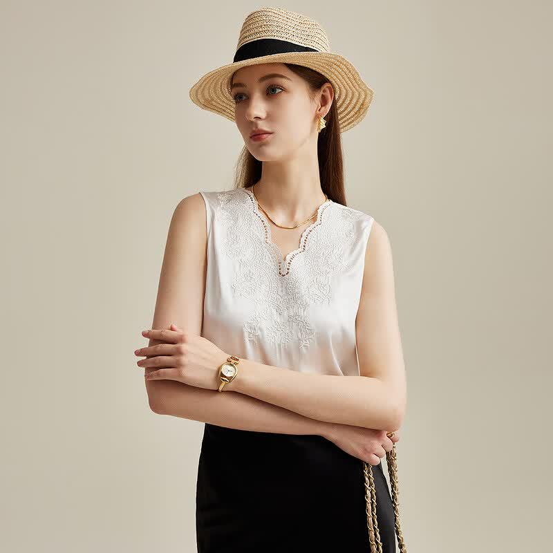 Zhaojun Mulberry Silk Lace V-Neck Camisole