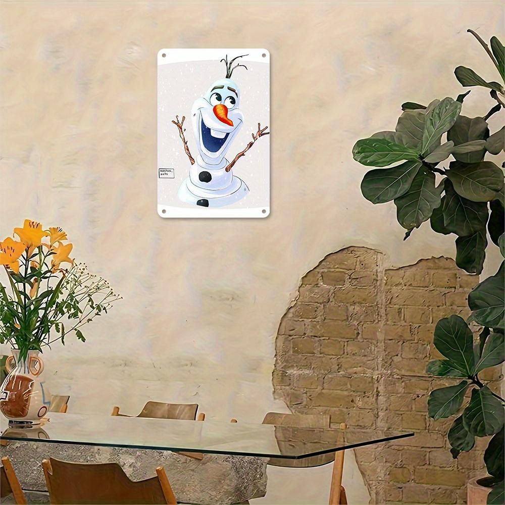 1pc Olaf Metal Tin Sign 8x12 Inch - Vintage Wall Art with Snowflakes, Classic Cartoon Design for Home, Bar, Cafe, and Room Decor