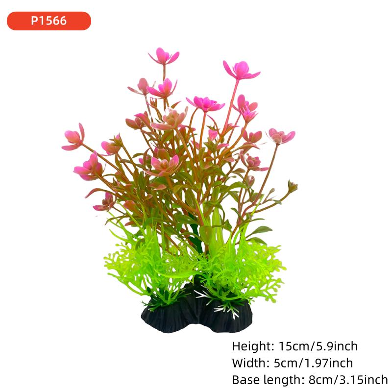 1PCS Aquarium Decor Set - Vibrant Green Plastic Plant Ornaments - Fish Tanks, Durable Pvc Material 15cm/5.9inch