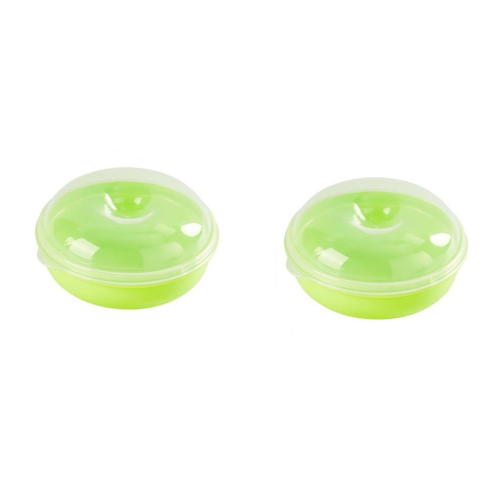 2Pcs Practical Plastic Bread Storage Box Round Airtight Doughnut Holder Reusable with Lid Bagel Storage Box for Home