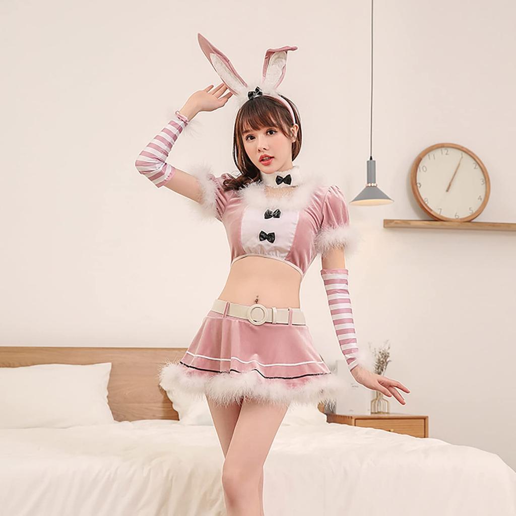 [Milky Time] Women's Sexy Santa Claus Bunny Girl Costume (Pink)