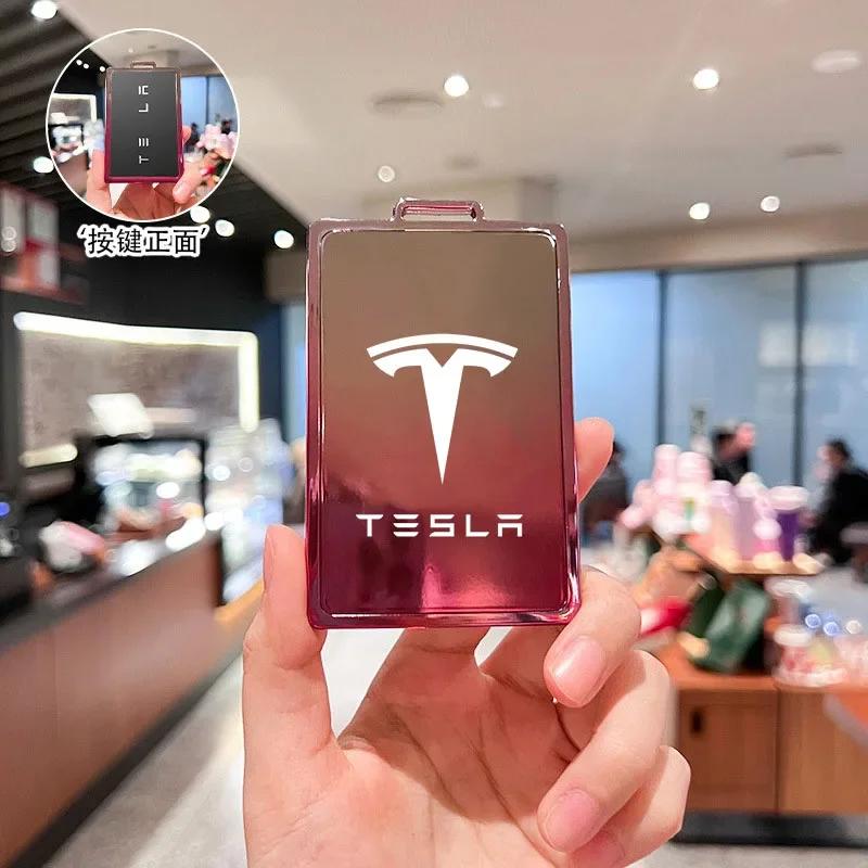 Car Sticker Tesla Car Key Card Holder Cover Protector Holder Diamond Keychain for Tesla Model 3 X Model S Y Roadster P75D P85D P