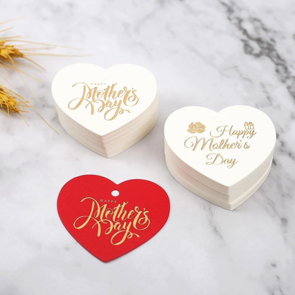 100pcs White Red Paper Gift Labels Heart Shaped Cards Cake Decor Tag  Festive & Party Supplies