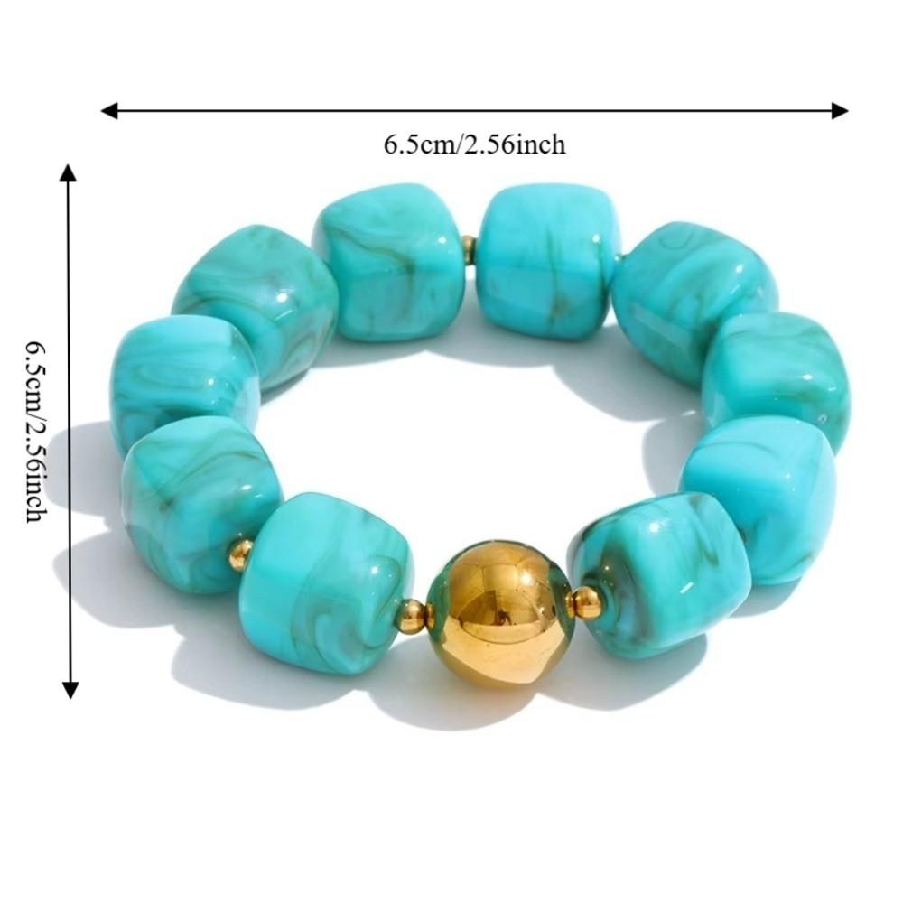 Acrylic Square Beads Bracelet Colorful Stack Hand Chain Elastic Geometric Bracelet Party Jewelry