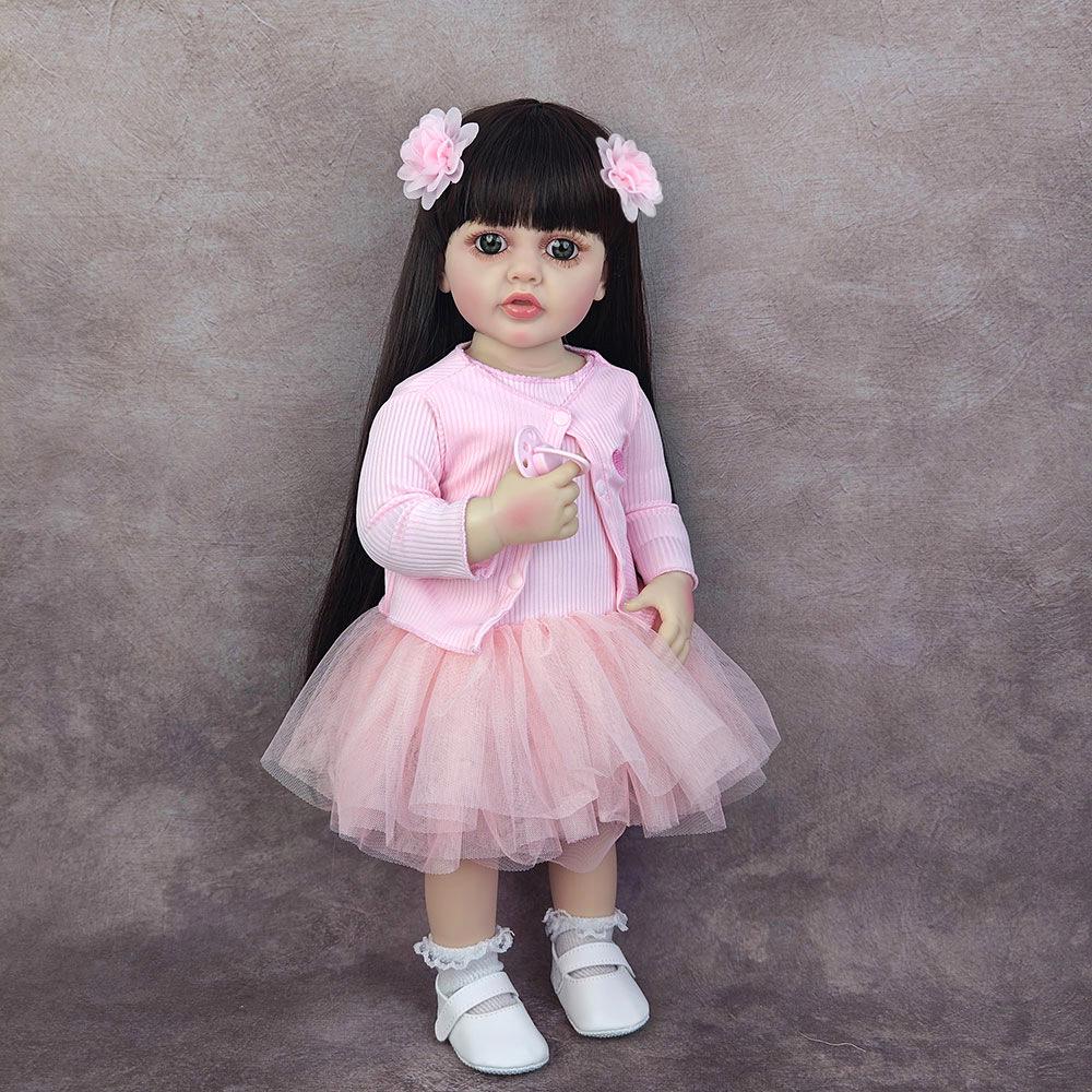 55cm Full Vinyl Baby Doll - Children's Day Gift, Reborn Companion & Bath Toy.