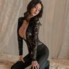 Sexy Lingerie Sexy Lace Perspective Double-Head Zipper Open Crotch Tight-Fit plus size-Free One-Piece Uniform