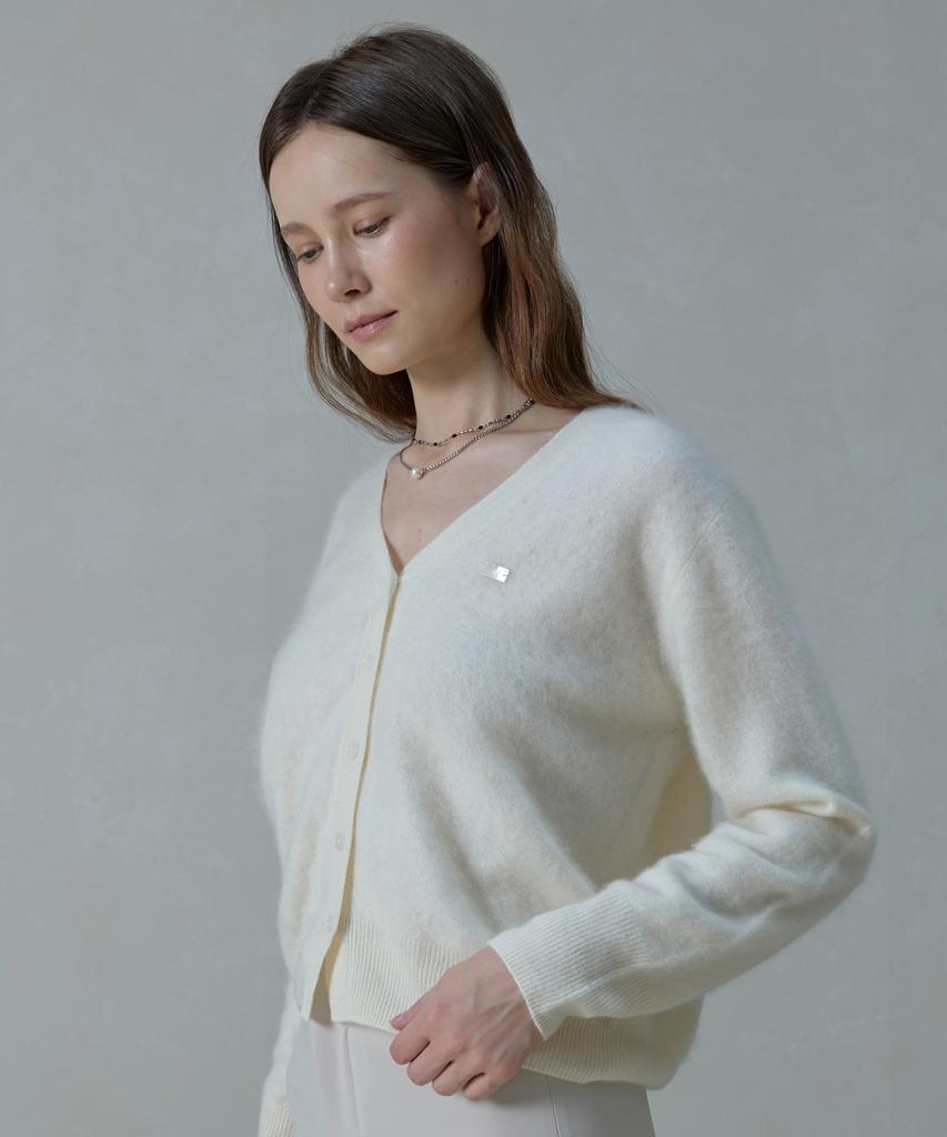 Aheule Noelle Wholegarment Cashmere Wool Cardigan_White