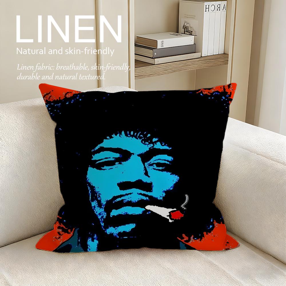 Music singer JJimi Hendrix Cushion Cover Pillowcase Set Pcs x x Breathable Washable Sofa Cushion Cover