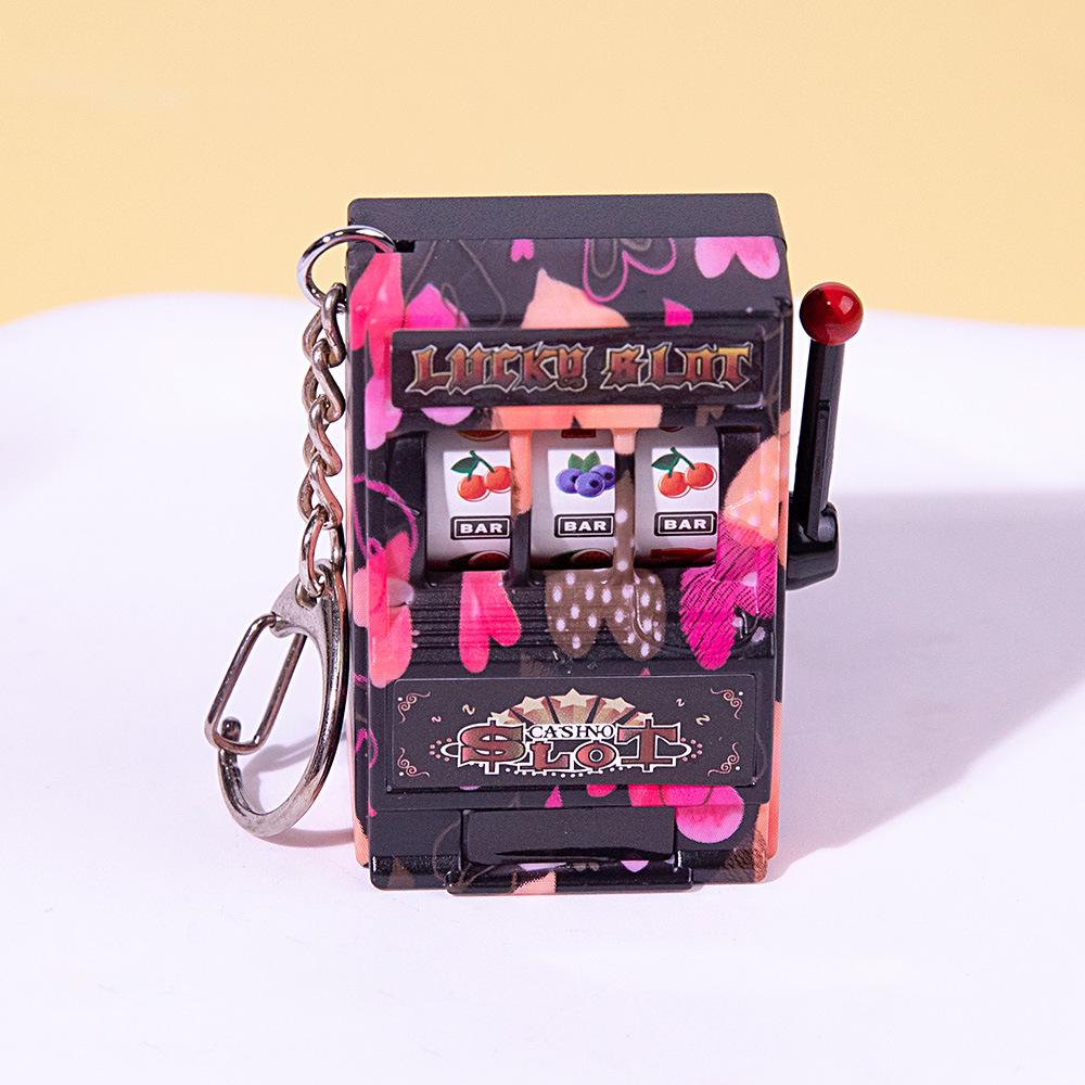 Retro Joystick Fruit Machine Keychain: Playable Spin Wheel Pendant Toy