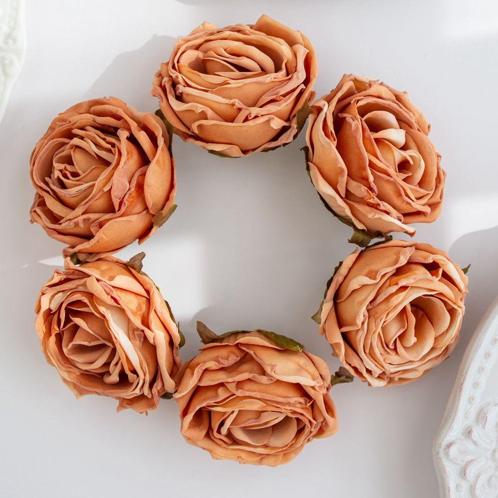 Sztuczny Kwiat Przypalane Krawędzie Róża Ślubny Bukiet Dekoracja Dom Ogród Zewnętrzny Festiwal Party Wieniec DIY Ins Prezent Scrapbook