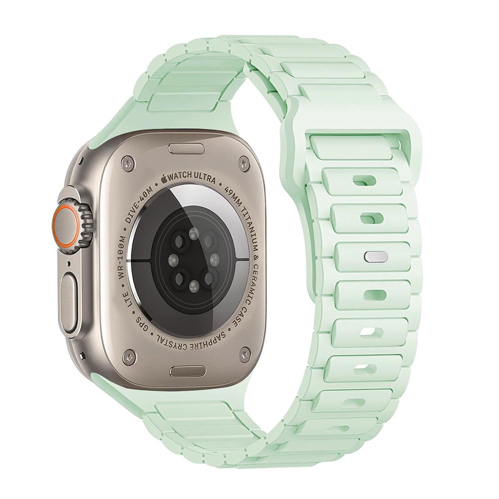 Blassminzgrünes magnetisches gewebtes Silikonarmband für Apple Watch Series 1-10