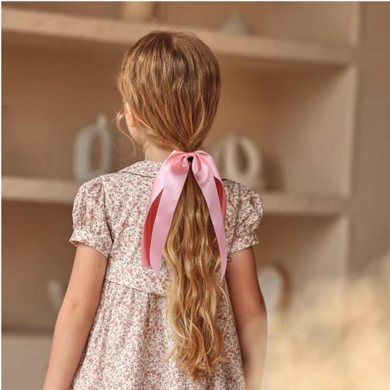 Elegant Satin Bow Hair Tie - Sweet & Versatile for Single/Double Ponytails