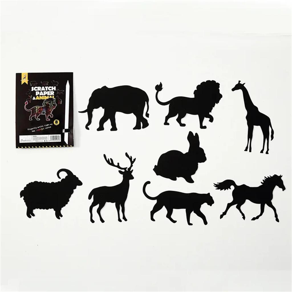 8Pcs Scratch Drawing Paper DIY Bookmark Kids Drawing Toys Painting Book Creative Card Sticker Educational Toys