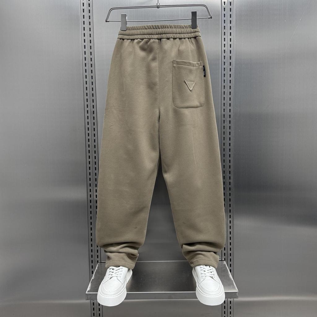 2025 Spring/Autumn Men's Trendy Korean Scimitar Pants: Loose Straight-Leg Patchwork Streetwear Sweatpants