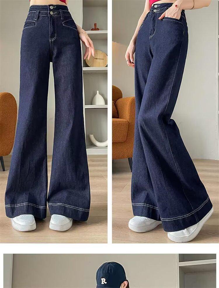 175cm Women s High-Waisted White Wide-Leg Jeans - Trendy, Versatile, Slimming Straight-Leg Design 3XL