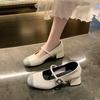 2025 New Bling Fashion Women Mary Jane Shoes Elegant Thick Heel Dress Single Shoes Ladies Concise  Pumps