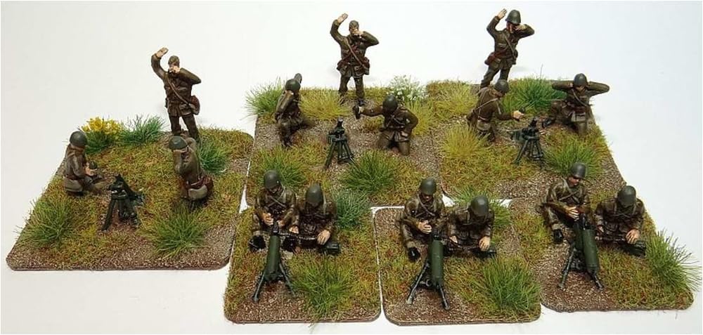 FTF 1/72 Scale Polish Mortar and Machine Gun Set (3 Each) with 15 Soldiers, Plastic Model Kit PF72027
