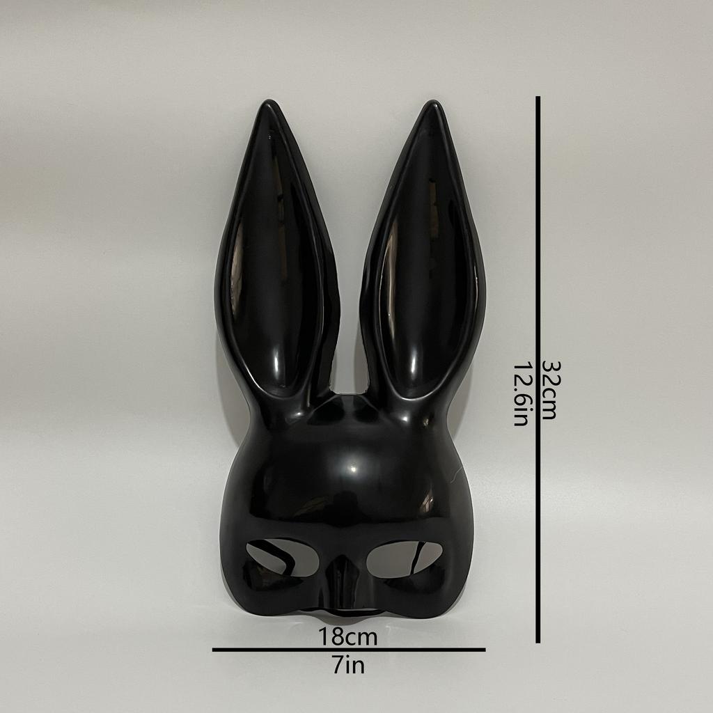 1pc Bunny   Glossy Mask Black White Nightclub Masquerade Halloween Party Dress Up Mask