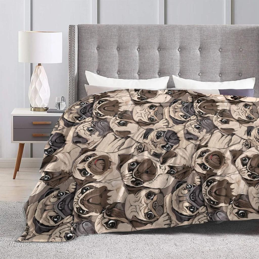 Funny Puppy Dog Throw Blanket Super Soft Micro Flannel Fleece Bed Blankets Plush Lightweight Fluffy Throws Home Decorative