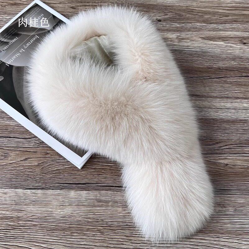 Fox Fur Square Scarf Winter New Ladies Real Warm Whole Fur Collar All-Match Solid Pattern