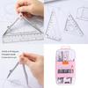 Complete Plastic Geometry Kits With 9 Essential Tools Including Compass Rulers For Precise Technical Drawing