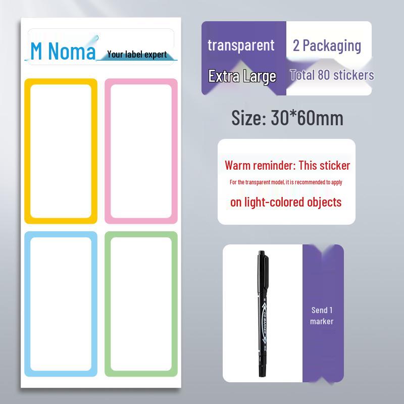 Waterproof Transparent Adhesive Name Stickers - Colorful and Self-Adhesive Labels