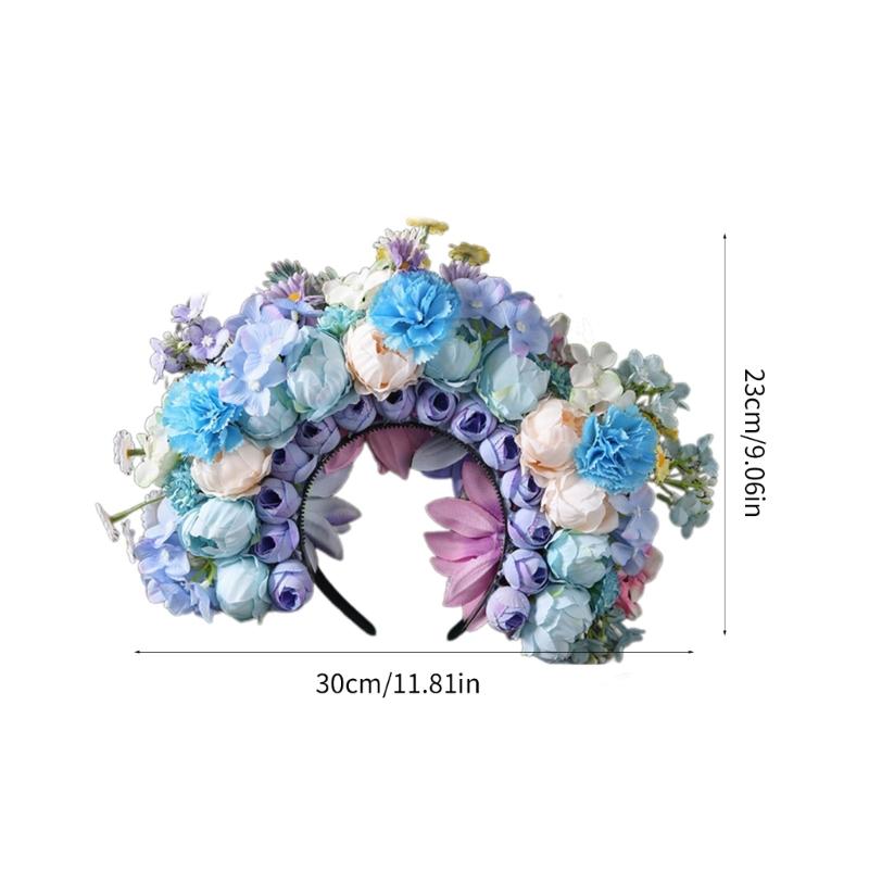 Bridal Garlands Florals Crown Wedding Flower Headband Beach Wreath Hairband Girls Hair Accessory Women Head Hoop Props