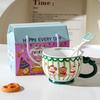 Cartoon Ceramic Cup With Cover, High-Value Household Couple Water Cup Gift Box, Small Gift Idea