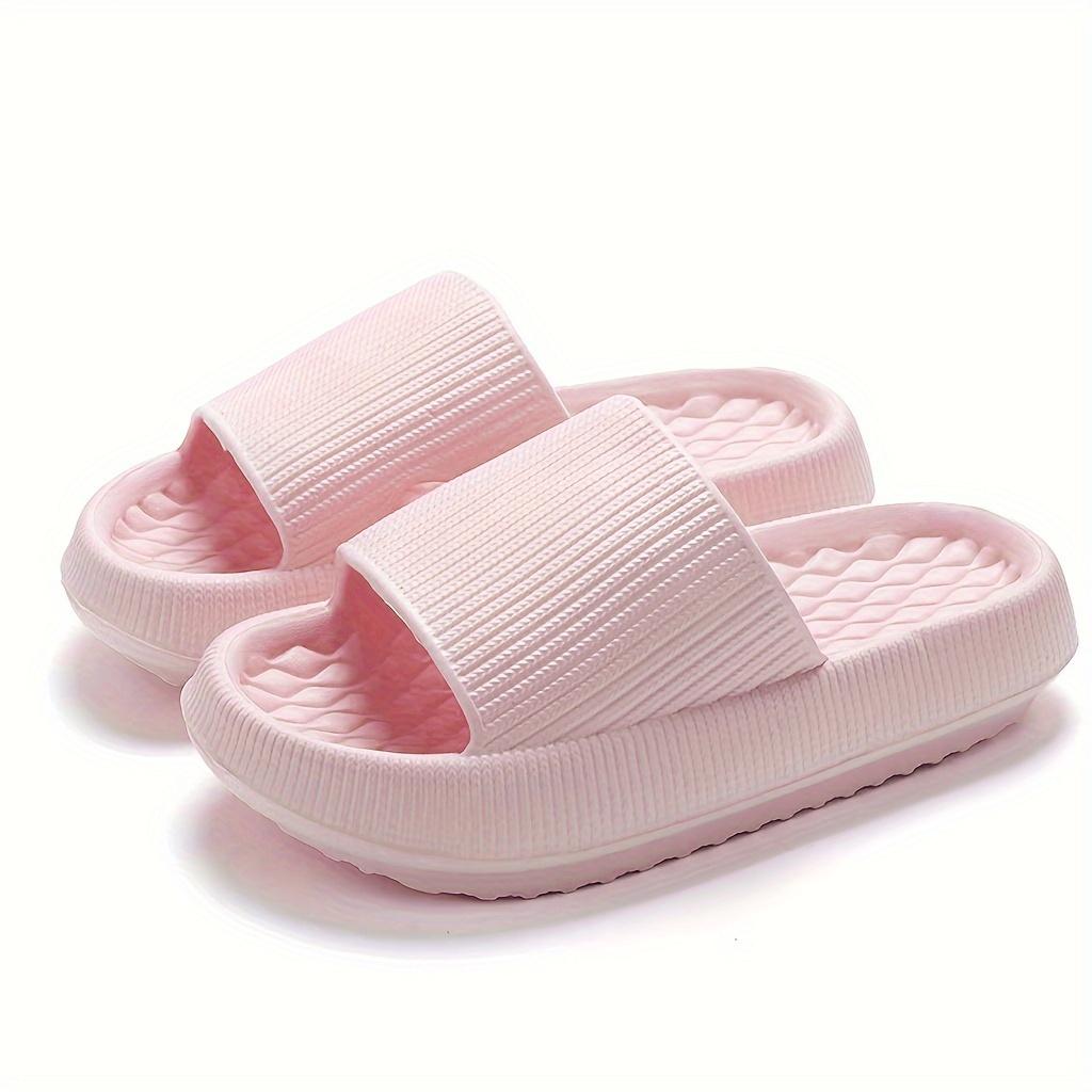 Women'S Summer Casual Home Slippers Soft Sole Solid Color Slippers Comfortable Open-Toe Bathroom Shoes
