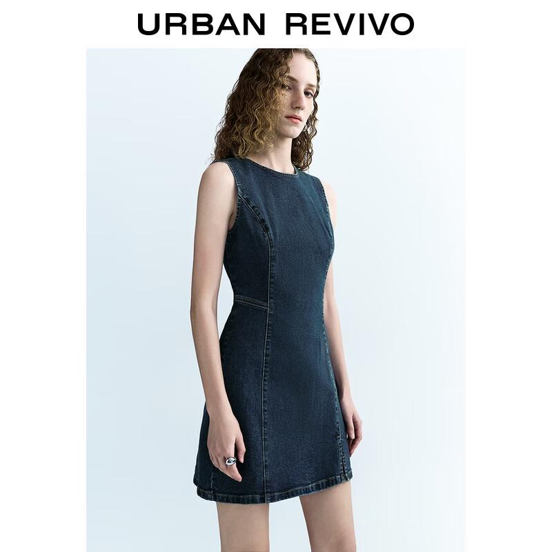 UR 2025 Autumn Retro Casual Sleeveless Denim Dress
