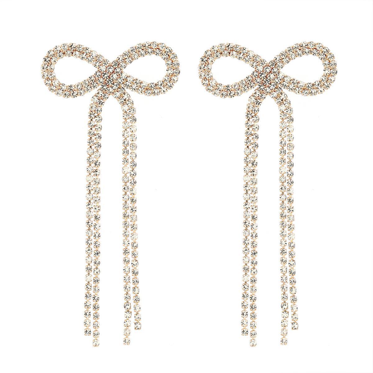 

Серьги Super Flash Claw Chain Bow Tassel - Свадебные украшения из Европы и Америки золотой