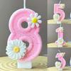 Cake Topper Pink Daisy White Changing Creative 0-9 Candle Flowers Digital Candles Girl Birthday Party Decoration Birthday Candle