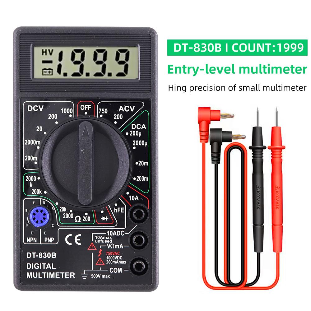 DT830B AC/DC LCD Digital Multimeter 750/1000V Voltmeter Ammeter Ohm Tester High Safety Handheld Meter Digital Multimeter