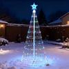 Outdoor Solar Five Point Star Waterfall LED String Lights Christmas Tree Top Garden Decoration Multicolor