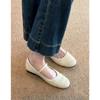 Sheepskin Version~ Retro Round Head Woven One-word Belt Mary Jane Shoes Women's Versatile Flat-bottomed Shallow Mouth Ballet Shoes