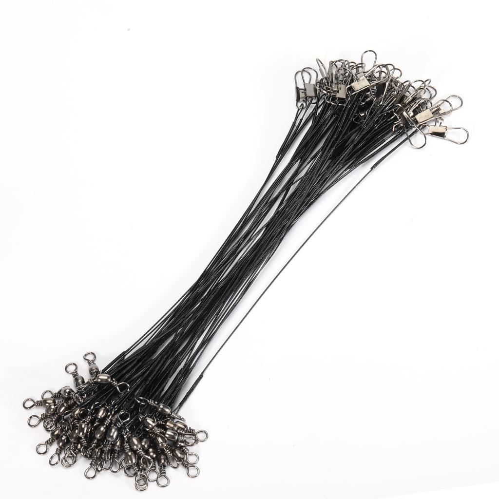 20-Pack Steel Wire Fishing Leaders - Anti-Bite Swivel Connectors with Lead Core (20-30cm) for  Saltwater/Bass  Fishing