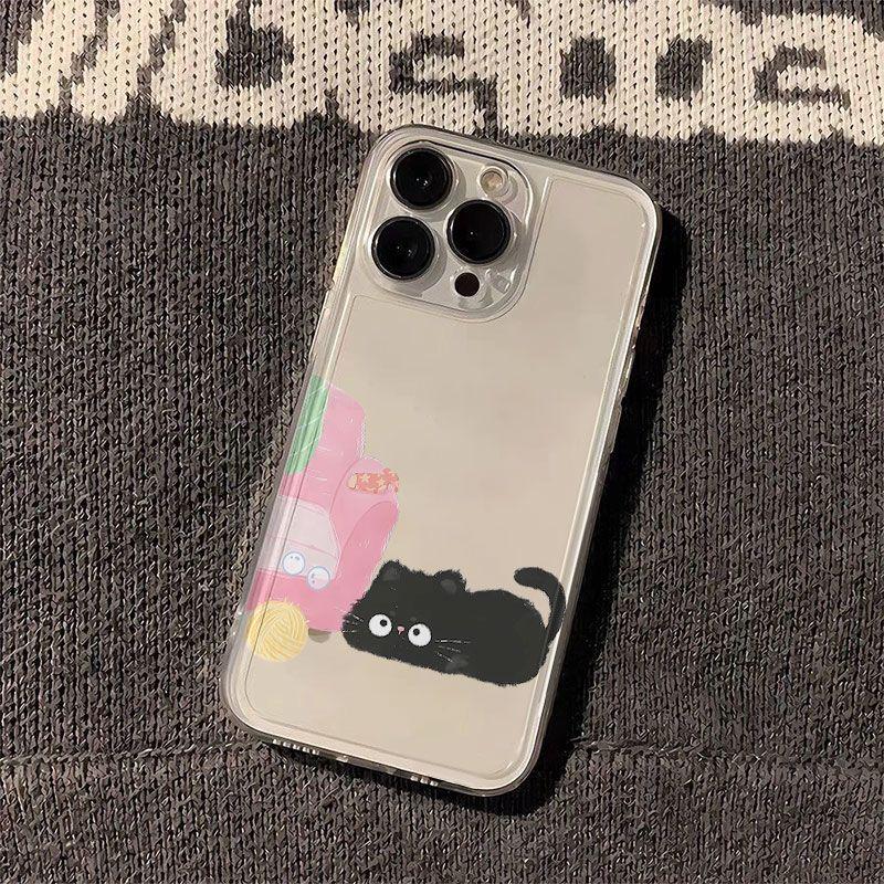 Cute Cartoon Kitten Phone Case for IPhone 16 15 14 17 Pro 13 12 11 Max 15 14 16 Plus Shockproof Transparent Soft Silicone Cover