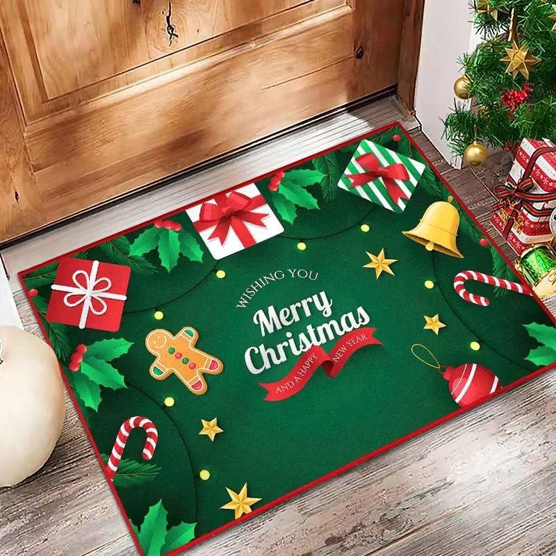 Christmas Welcome Doormat Indoor Outdoor Dirt-Resistant Entrance Doormat Bedroom Living Room Sofa Decorative Floor Mat