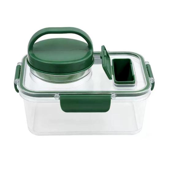 Salad Jar with 4-Compartment Spice Box Leak-Proof Meal Prep Container with Built-in Dressing Section BPA-Free Plastic Salad Container A 1280₽