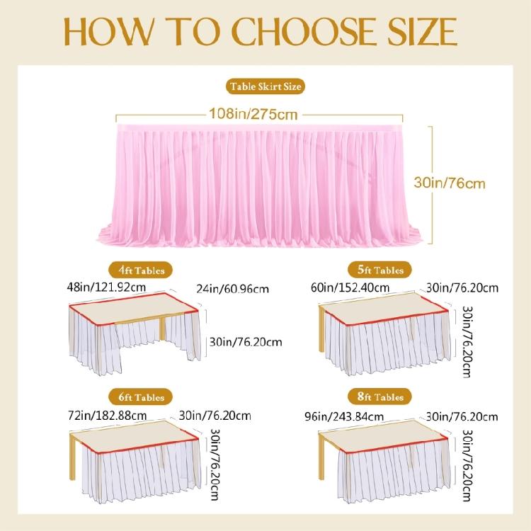 Delicate Pearls Tulle Table Skirt For Weddings Easy Assembly Table Drape Decorative Table Cloth for Formal Occasion Setup